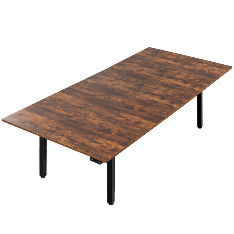 Bureau en coin VIVO Electric 95 po x 55 po, série 404B, H 28,7 po x l 118 po x P 54,3 po, Brun rustique rétro / noir