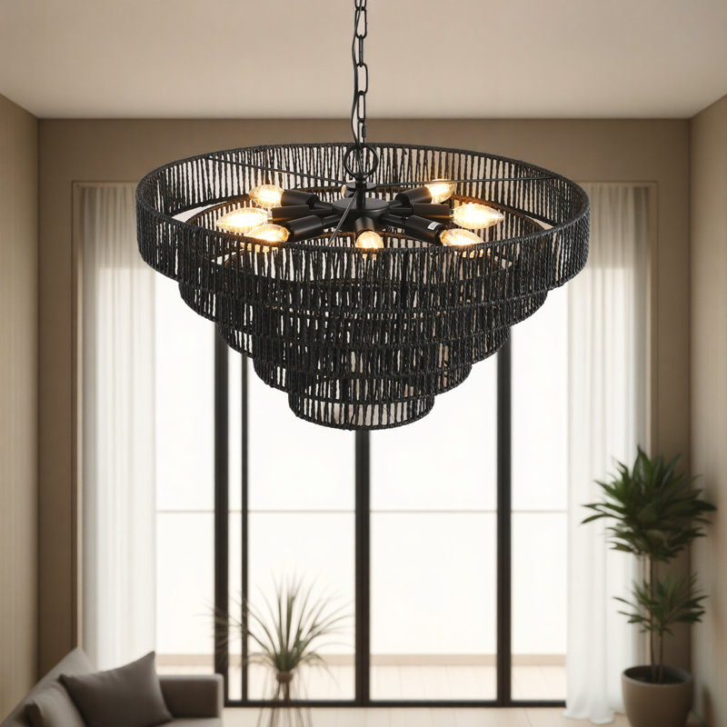 Luminaire suspendu 24 po Boho, Noir, Noir