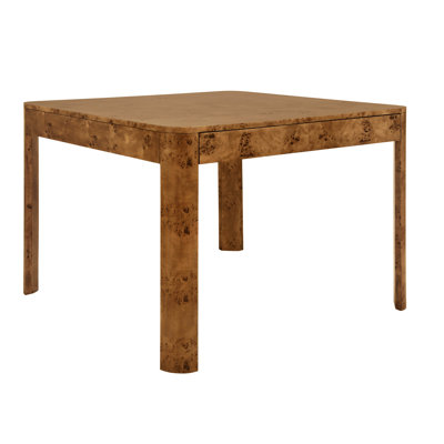 Table de coin carrée à deux tiroirs en bois de ronce foncé