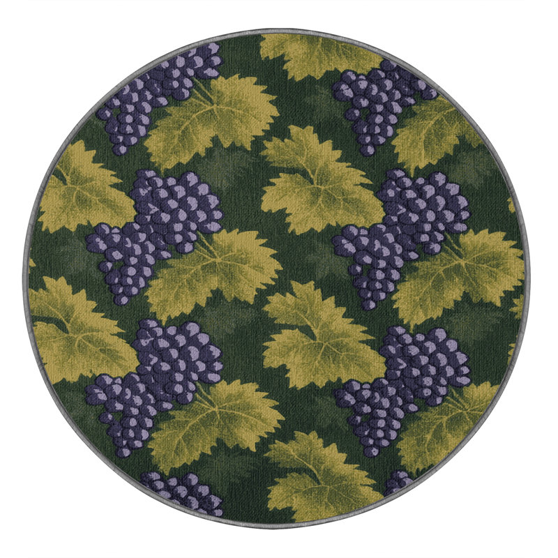  Tapis lavable grappes de raisin, Rond 4 pi