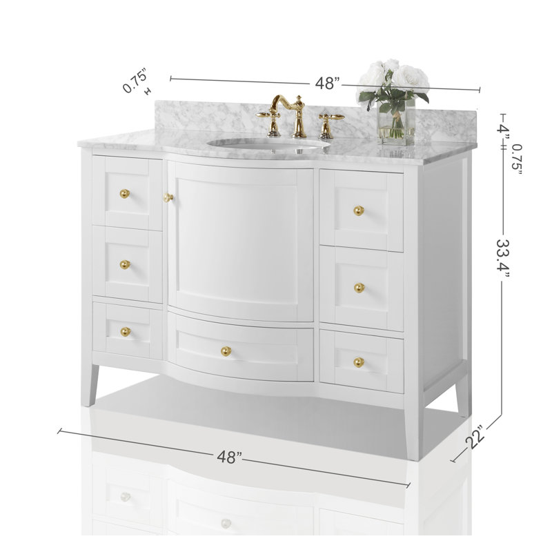 Lauren 48'' W Single Vanity, Gold, White