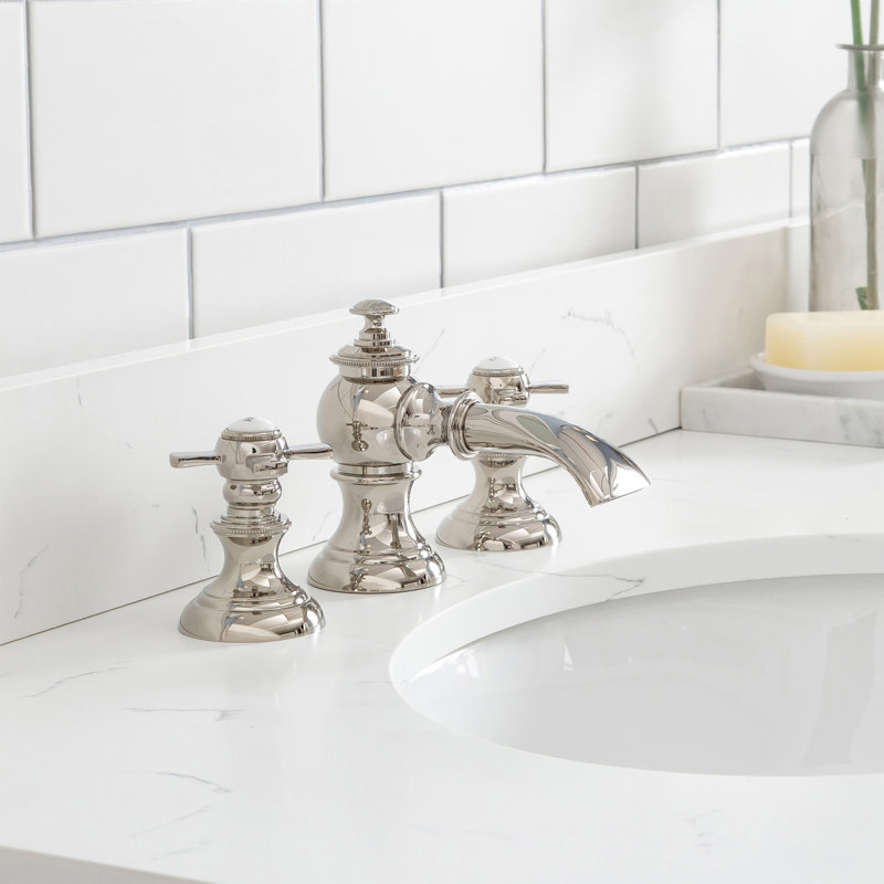 Erath 2-handle Bathroom Faucet with Drain Assembly, Polished Nickel, Flat Cross