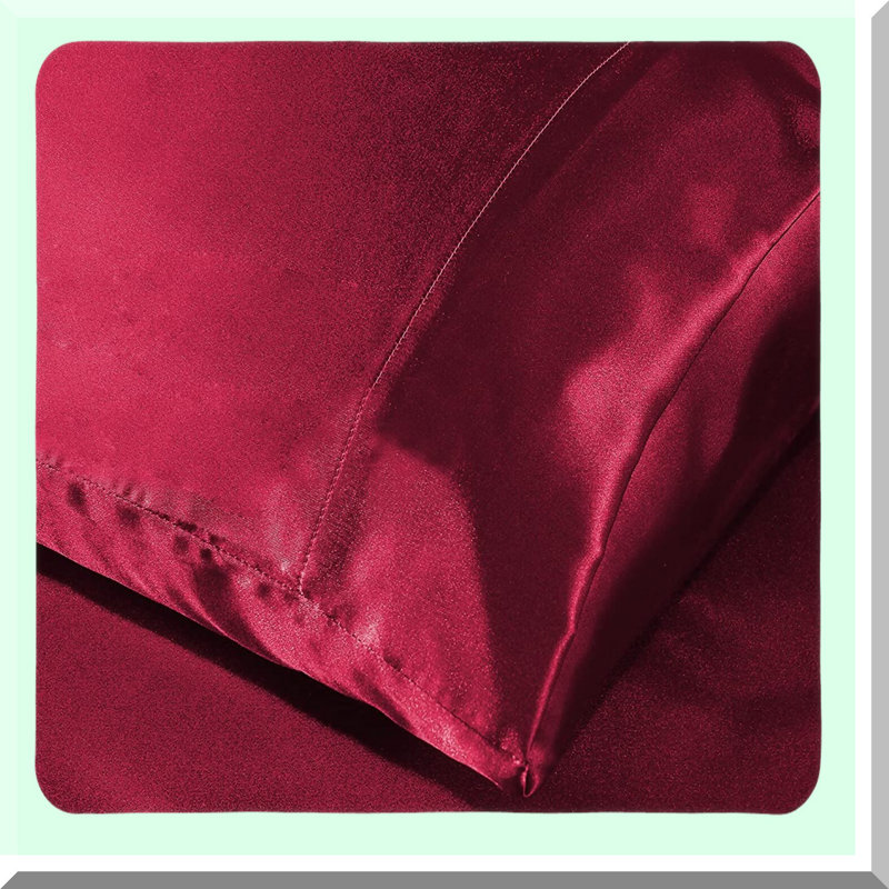 Luxury Silky Wine Red Queen Bed Sheet Set - Extra Soft Deep Pocket 4-Piece Set with Fitted Sheet, Flat Sheet, and 2 Pillow Cases.