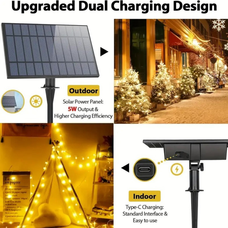 [Solar String Lights] Bosceos Solar String Lights 50FT/100FT - Dimmable G40 LED Patio Lights With 52 Shatterproof Bulbs, Remote, Solar Powered - For Outside Yard Decor, Halloween, Christmas Decoration