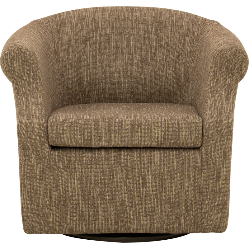 Fauteuil demi-tonneau pivotant l 3,5 po Buril, Mélange de polyester moka Hapden
