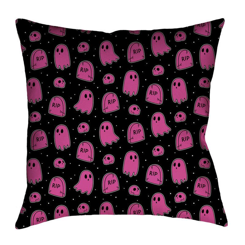Housse de coussin Katelyn Elizabeth, 14 po x 14 po, Polyester, Noir / Rose