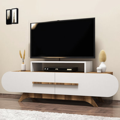 Meuble télé avec nombreuses tablettes Haglund, 57,1 po x 19,6 po x 14,5 po | 100% panneau de particules enduit de mélamine, épaisseur: 0,7 pouce | Conception murale, parfaite pour le salon et les espaces de divertissement, solution de rangement élég