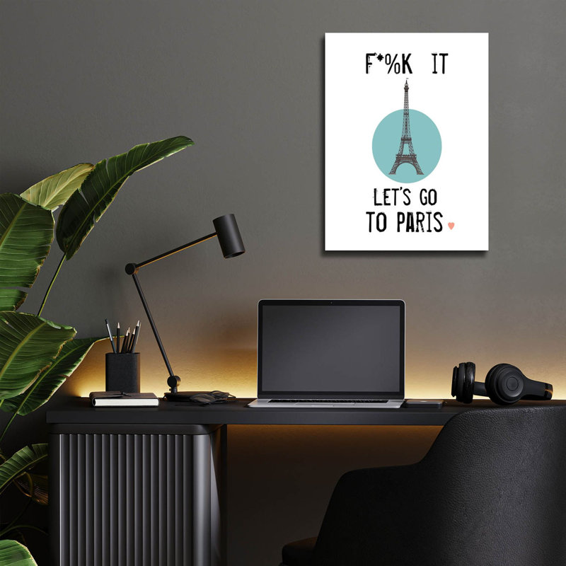 «Lets Go To Paris» par Jan Weiss, art mural en verre acrylique, H 16 po x l 12 po x P 0,13 po