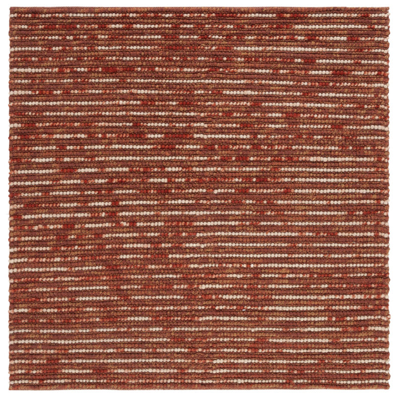 Ferrera Striped Handmade Flatweave Rust Area Rug, Square 6'