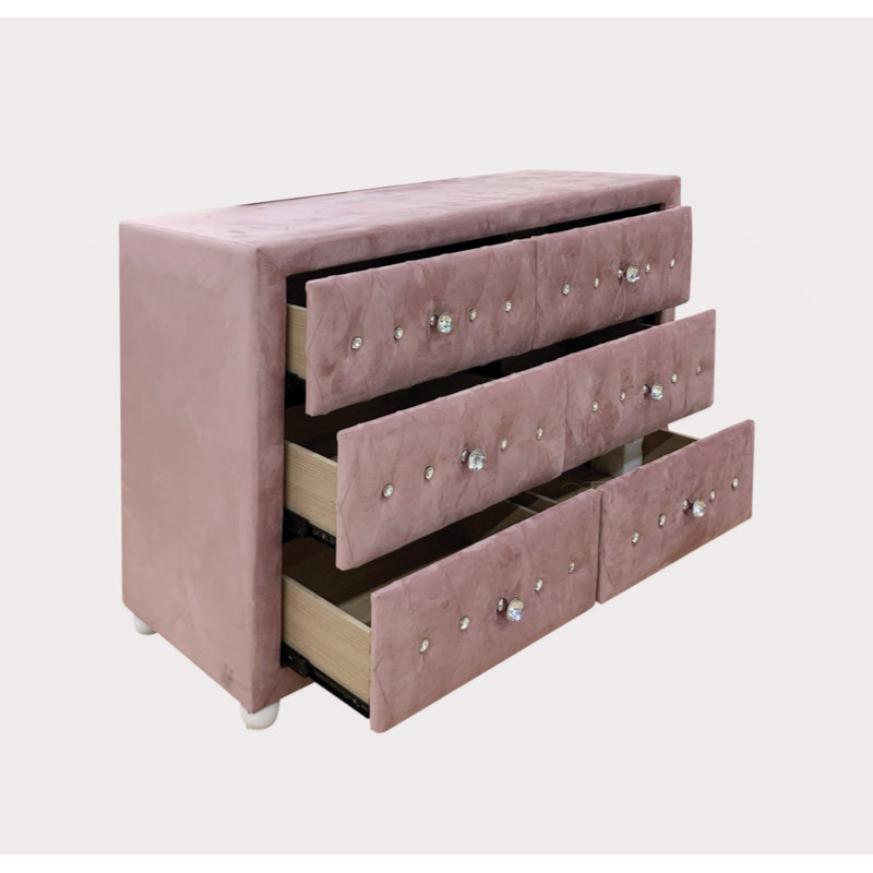 Commode en tissu rose