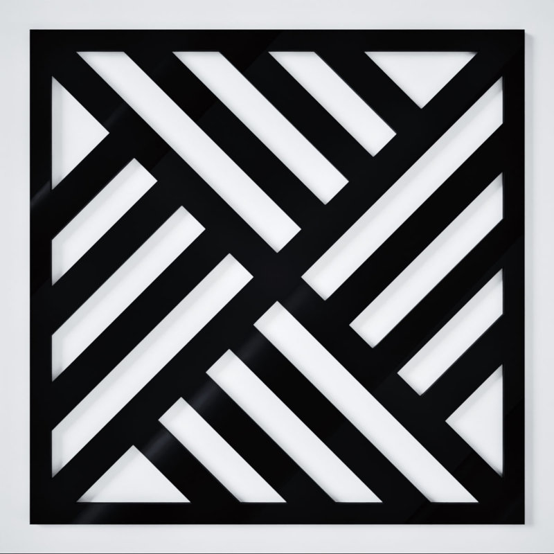 Allen Decorative Fretwork Acrylic Wall Panels, Small, 11 3/8"W x 11 3/8"H x 1/8"T, Black, Black