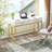41 in Computer Desk With Two Drawers, White and Gold Modern Study Writing Desk-1040636948