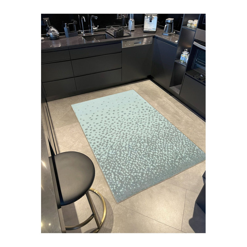 Tapis bleu tissé à motif Pixel, Sous-tapis carré 3 pi 3 po inclus