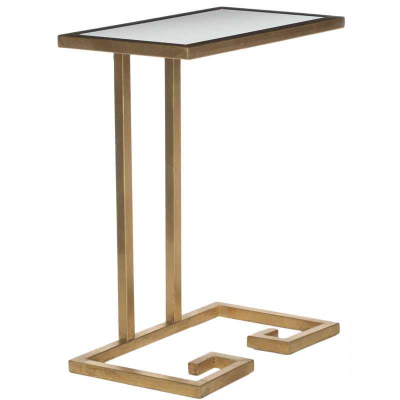 Mancia Glass Top Pedestal End Table, Gold