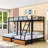 2 Drawers Metal Full Over Twin & Twin Triple Bunk Bed With Guardrails, Shelves And Ladder, Detachable Design-1408597928