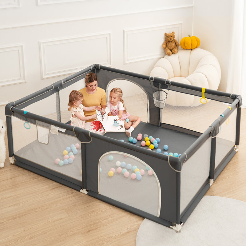 Parc pour bébé, très grand centre d'activités pour enfants, cour de jeu robuste pour les tout-petits, Gris