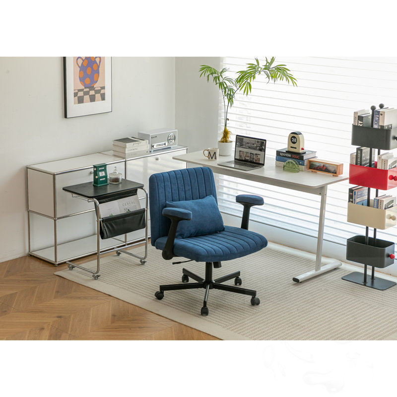 Chaise de bureau à accoudoirs avec roulettes, Blue
