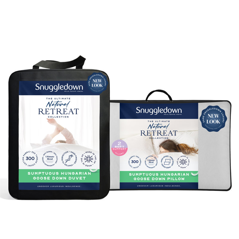 Retreat Snuggledown Sumptuous Goose Down Duvet 13.5 Tog Winter Duvet with 2 Pillows, Super King