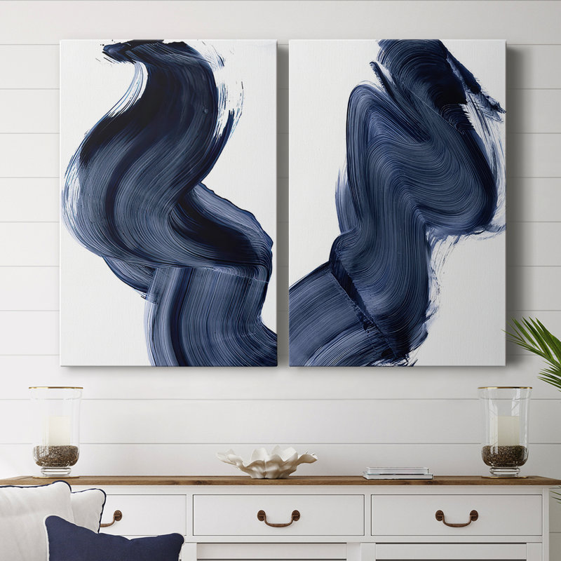 «Passing Waves» - Toile tendue avec châssis de qualité supérieure - Prêt à être accroché, H 60 po x l 40 po