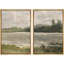 «Quiet Lakeside Morning Peaceful Nature Scene», 2 pièces sur toile-98374020-98374019