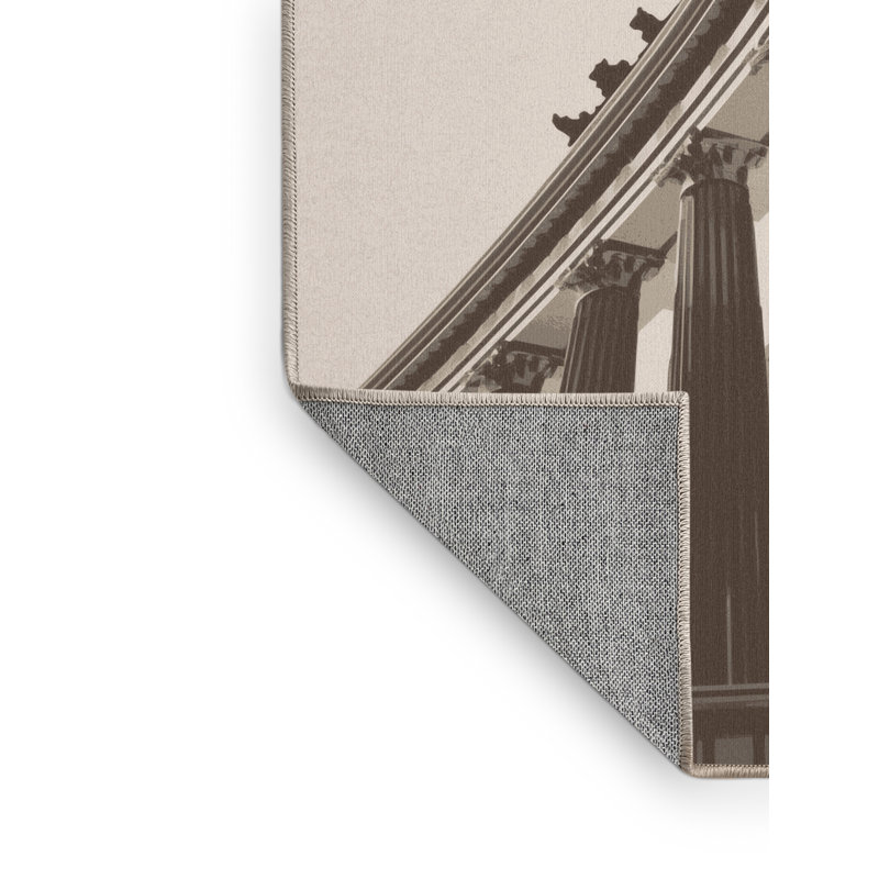 Machine Washable Orkan Berlin Brandenburg Gate Modern Rug in Brown – Beige Binding, 2x4