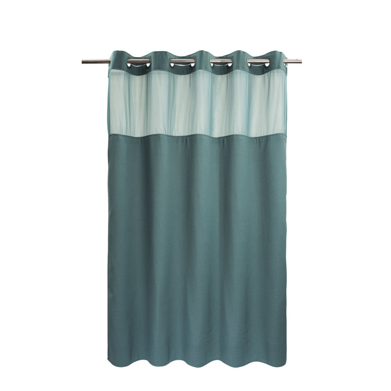 Rideau de douche Ramjani Waffle Weave, H 74 po x l 71 po, Sarcelle