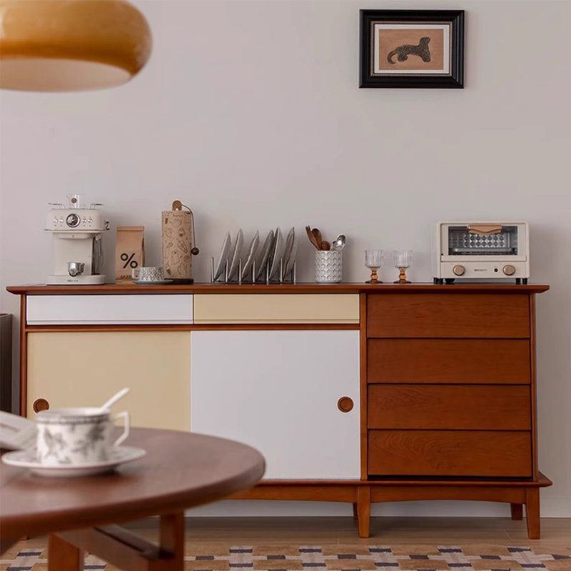 Nordic mid-style solid wood sideboard