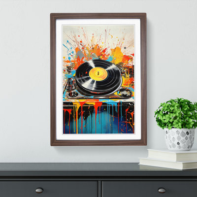 Record Player Action Painting - Framed Print