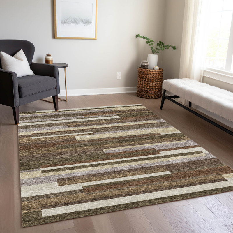 Malchow Flatweave Washable Striped Indoor / Outdoor Rug, Rectangle 10' x 14'