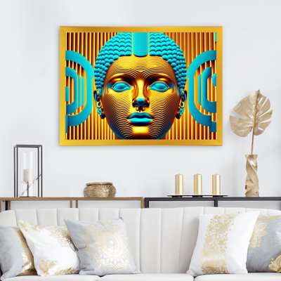 Bouddha contemporain en or et bleu I - reproduction sur toile
