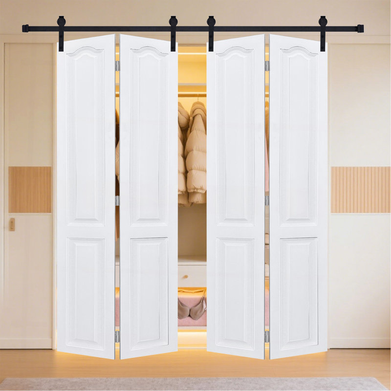 Porte pliante artisanale 3/4 po d'épaisseur 36 po X 79 po Porte de grange coulissante en MDF blanc avec trousse de quincaillerie