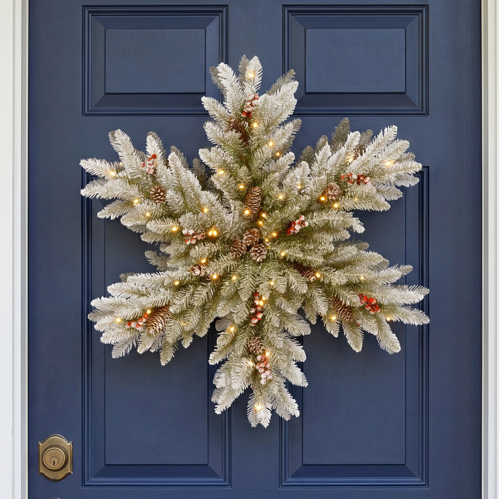 28" Frosted Pre-Lit Wreath