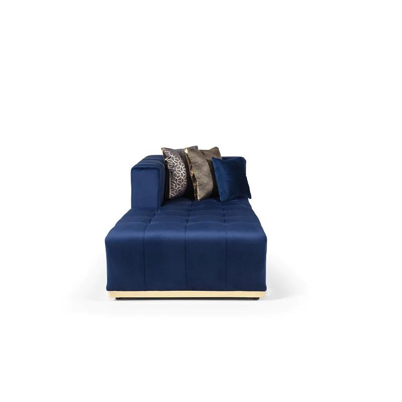 Canapé modulaire 3 pièces Awalt, Velours bleu marine