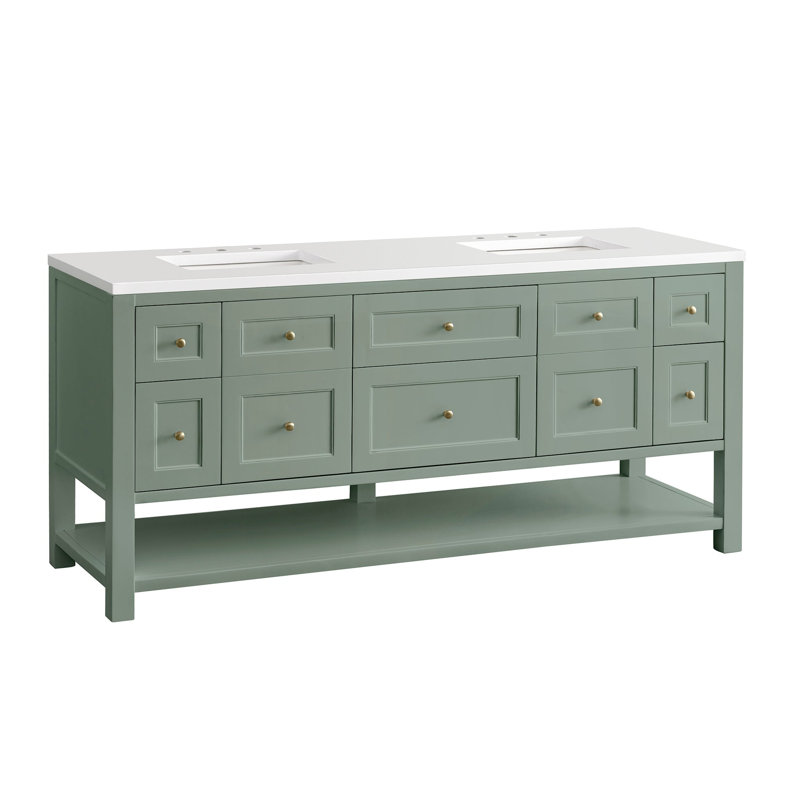Breckenridge 72'' W Double Vanity, White Zeus, Smokey Celadon, 8" Widespread