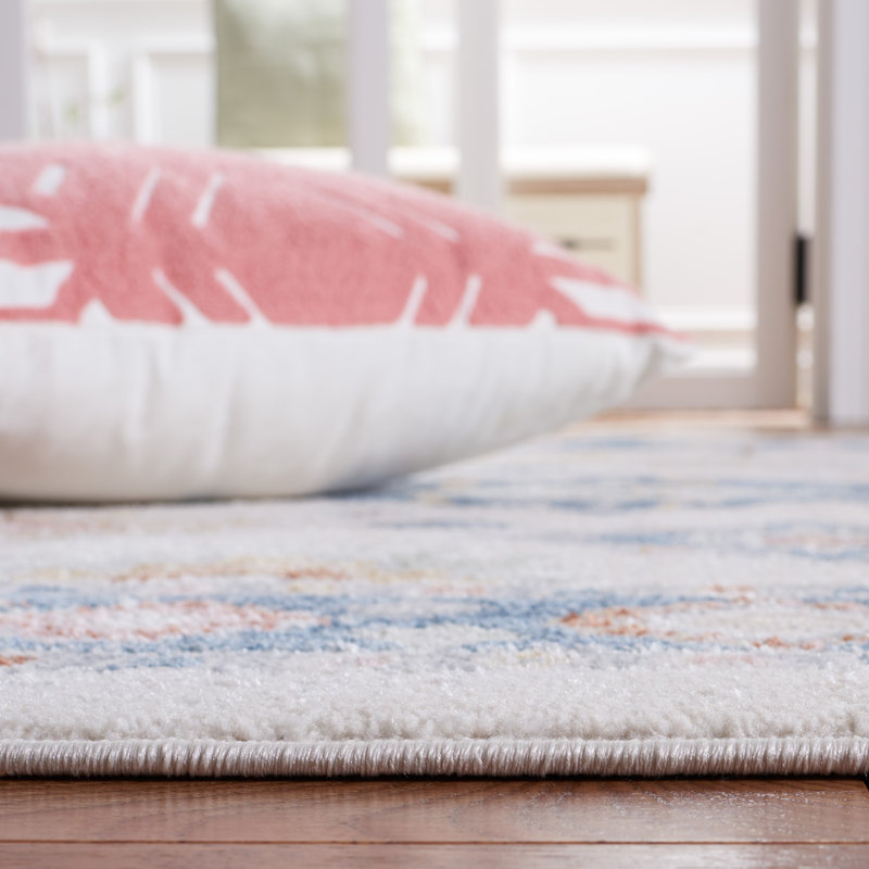 Tapis beige / bleu Huitt lavable 218, Rectangle 8 pi x 10 pi