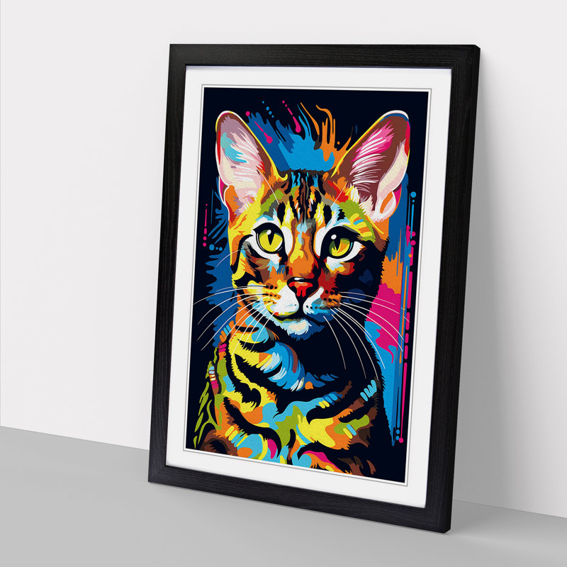 Bengal Cat Pop - Framed Print, Black Framed, 34cm H x 25cm W x 2cm D