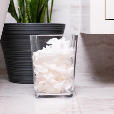 Corbeille à papier, poubelle pour salle de bain, cuisine, bureau à domicile, incassable, élégante, durable et compacte (transparente)