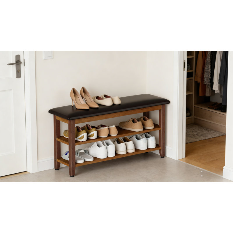 Premium Wooden Shoe Cabinet For Home, 18.2” H x 39.4” W x 11.8” D