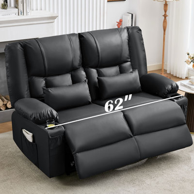 Canapé inclinable avec massage et chauffage et porte-gobelets et poche latérale