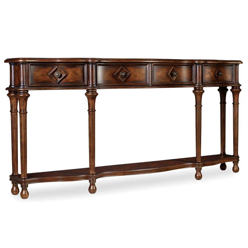 Brown Transitional Wood Console Table with Storage and Drawers