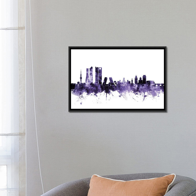 Madrid Madrid Skyline par Michael Tompsett, impression sur toile, H 18 po x l 26 po x P 1,5 po, Pas de tapis