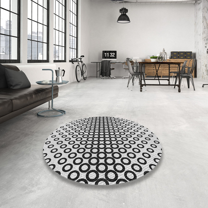 Tapis gris Power Loom, Rond 5 pi