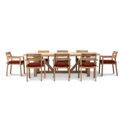 Gensingh Rectangular 8 - Person 98.5'' L Teak Outdoor Restaurant Dining Set -  Loon Peak®, 487A4DE398E04428B05C1FE92CAB0920