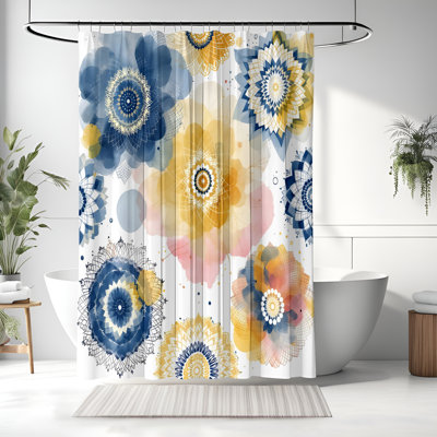 Rideau de douche avec tapis de bain