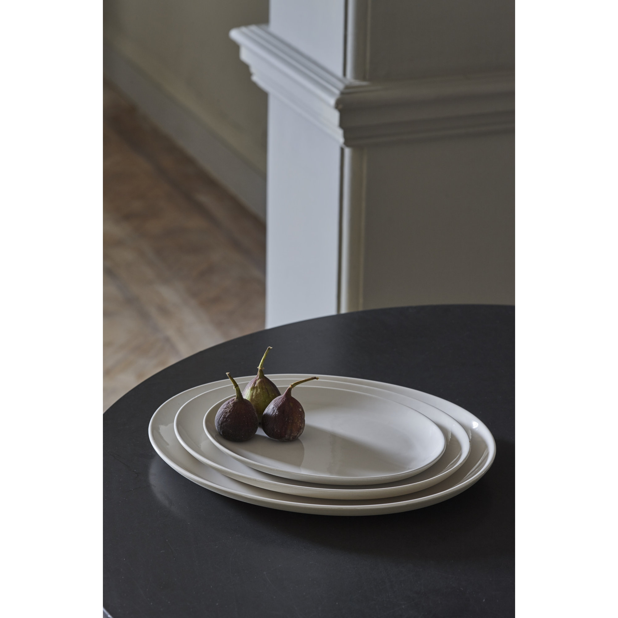 Canvas Home Shell Bisque Porcelain Extra Large Oval Serving Platter, White
