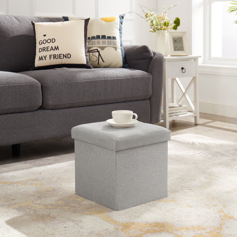 Repose-pieds Tayah, Mélange de polyester gris clair