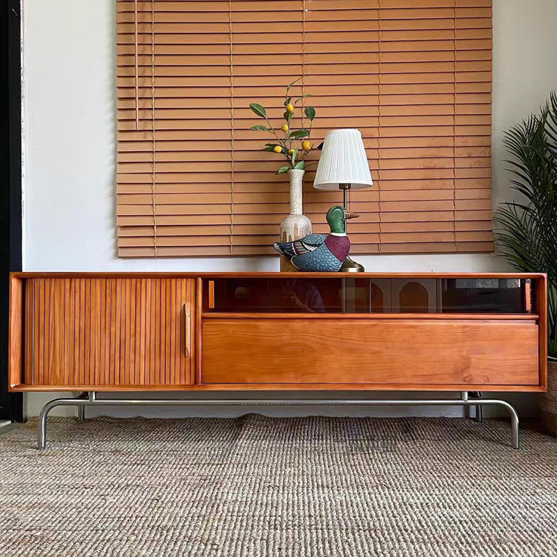 Meuble télé en bois massif rétro et simple, H 23,22 po x L 70,86 po x l 15,74 po