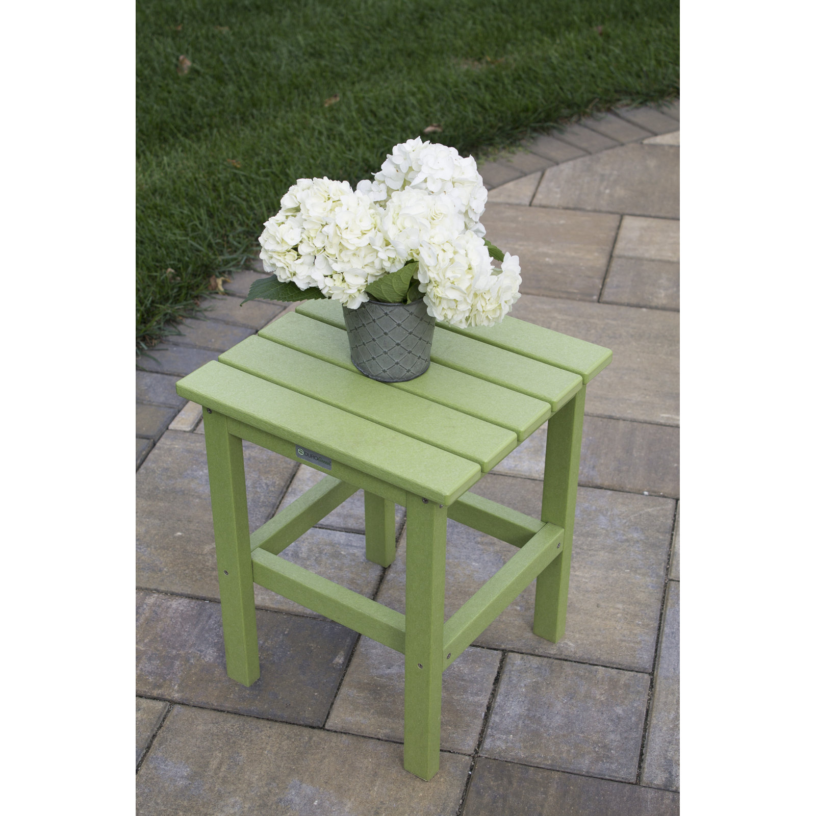 Leighton 15'' Plastic / Acrylic Outdoor Side Table, Lime Green