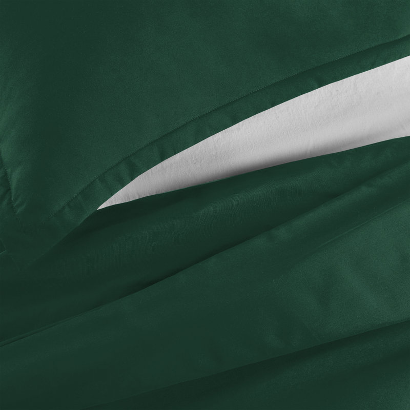 Anicia Super Soft 250 TC Microfibre Reversible Plain Duvet Cover Set, Double Duvet Cover + 2 Pillowcases, Emerald