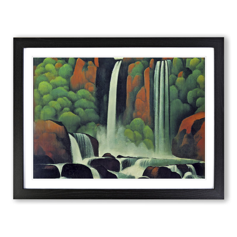 Charming Waterfall - Single Picture Frame Painting, Black, 25cm H x 34cm W x 2cm D